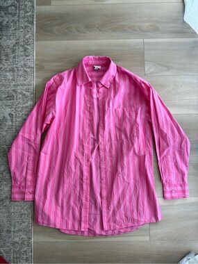 Pink Striped Button-Up Shirt